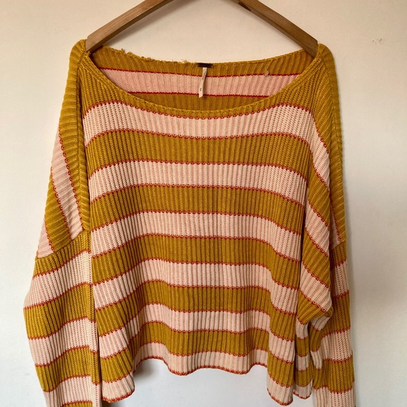 Free People Just My Stripe Sweater Sz M - Picture 3 of 9